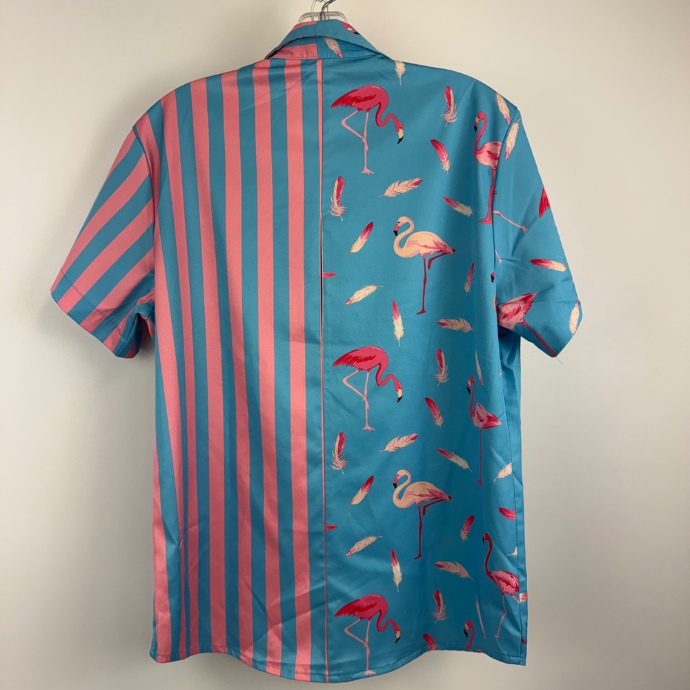 Vatpave Mens Flamingo Stripe Matching Set Blue Pink Summer Beach Outfit Small - Picture 11 of 14
